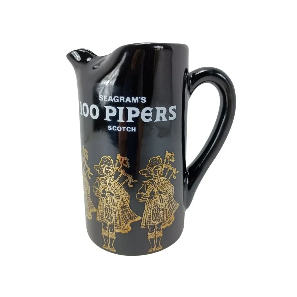 Seagram’s 100 Pipers Scotch Ceramic Water Bar Pitcher Vintage